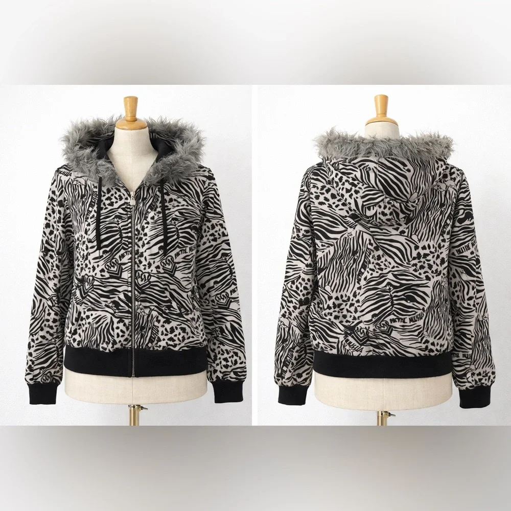 Mental Militia Reversible Zip-Up Hoodie – Faux Fur Hood - Picture 4 of 10